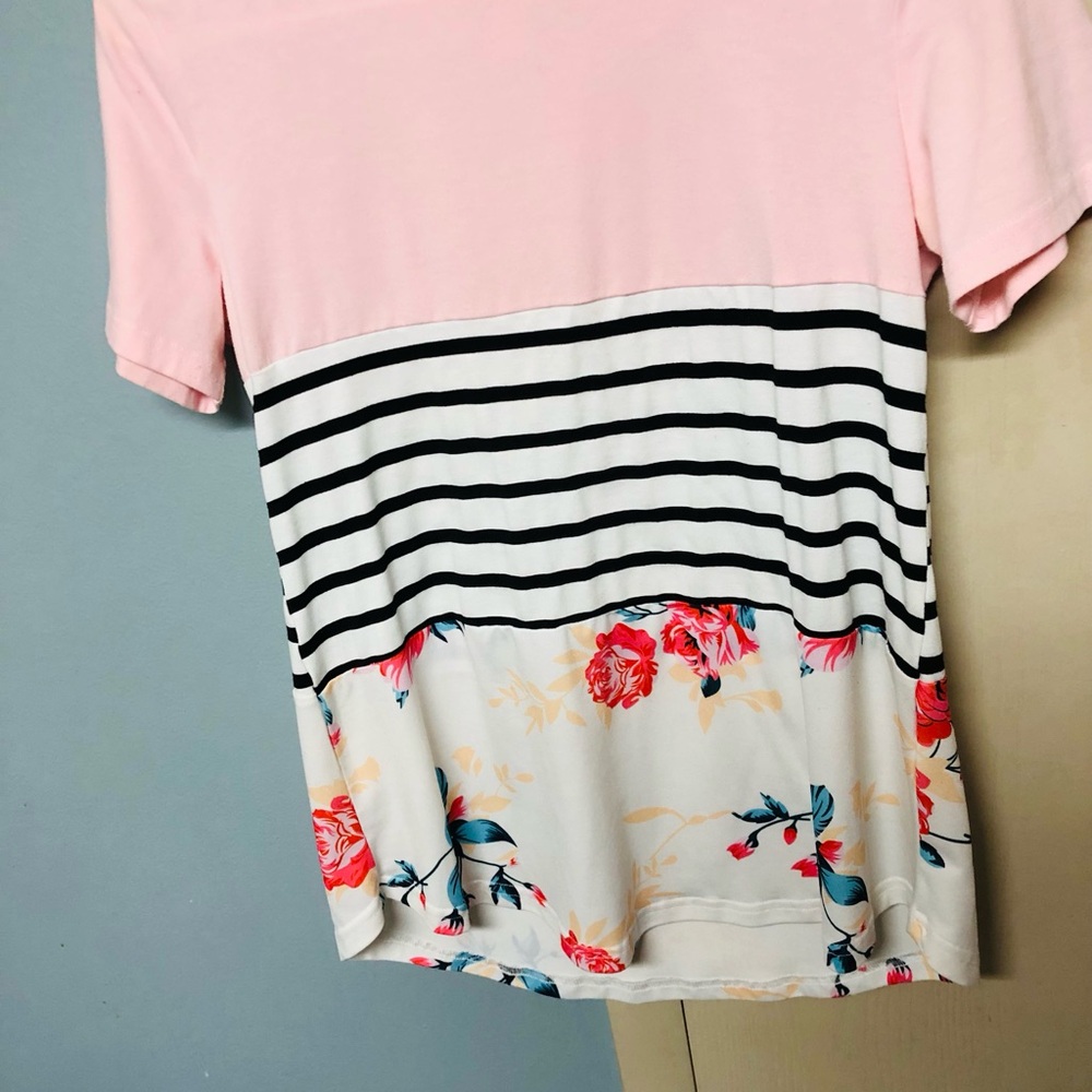 Tickled Teal Polo T-Shirt White and Pink Short Sleeve